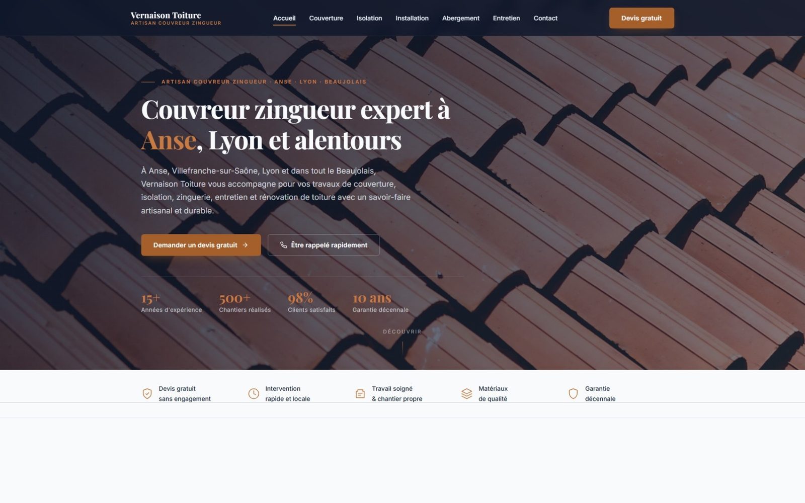 Aperçu du site Vernaison Toiture